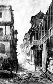 The Spanish-American War: the rainy season in Cuba - in town, 1898. Creator: Unknown.