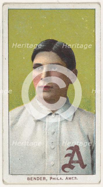 Bender, Philadelphia, American League, from the White Border series (T206) for the Amer..., 1909-11. Creator: American Tobacco Company.