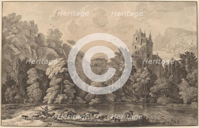 Valley with an Aged Castle, 1784, published 1786. Creator: Cornelis Brouwer.