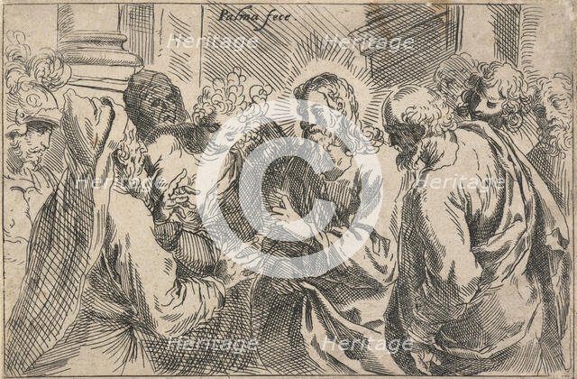 Christ and the woman taken in adultery. From: Principles of drawing,  late 16th-early 17th Century. Creator: Jacopo Palma.