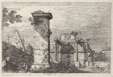 Landscape with Ruined Monuments, c. 1740. Creator: Canaletto.