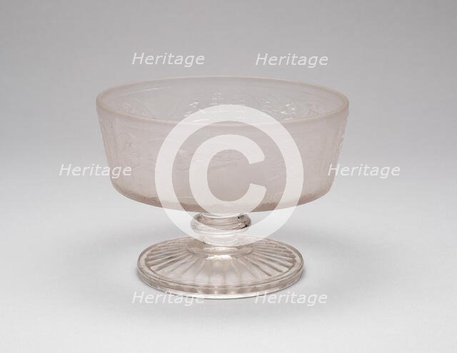 Westward Ho!/Pioneer pattern footed dish, c. 1876. Creator: Gillinder & Sons.