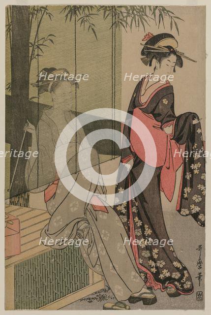 Two Women by a Bamboo Blind, c. 1797 or 1798. Creator: Kitagawa Utamaro (Japanese, 1753?-1806).