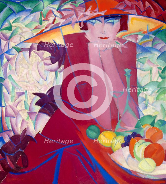 Lady with Large hat in Summer House, 1913.