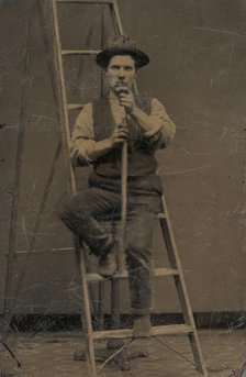 Man on a Ladder, 1860s-80s. Creator: Unknown.
