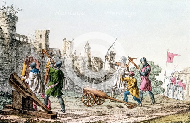 English troops attacking a French town, Hundred Years War, 1337-1453  (c1830). Artist: Unknown