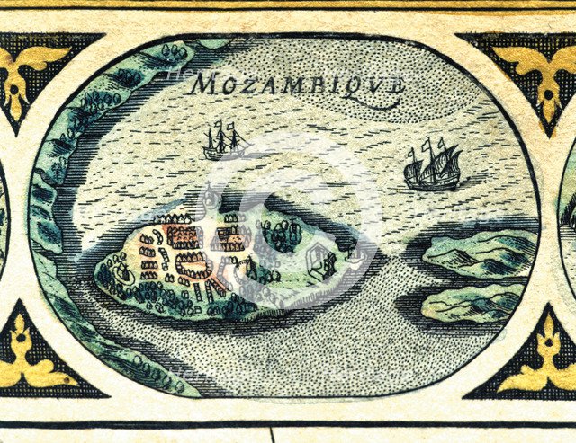 Mozambique, colored engraving from the book 'Le Theatre du monde' or 'Nouvel Atlas', 1645, create…
