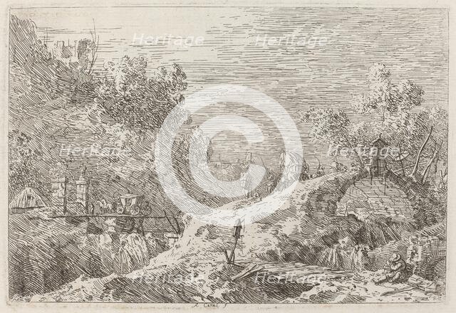 Mountain Landscape with Five Bridges, c. 1735/1746. Creator: Canaletto.