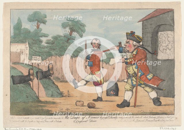 The Siege of Namur by Captain Shandy and Corporal Trim (Tristram Shandy), 1800-20. Creator: Unknown.