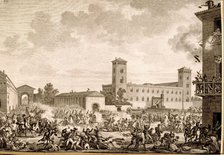 Riot of Pavia on 05/27/1796, engraving.