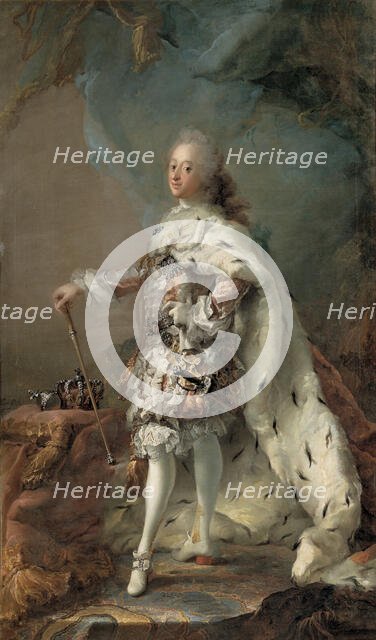 Portrait of Frederik V in Anointment Robe, 1748-1751. Creator: Carl Gustaf Pilo.