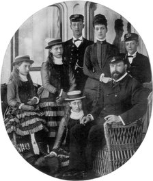 The Prince and Princess of Wales with their family on board the royal yacht, 19th century (1910). Artist: Unknown