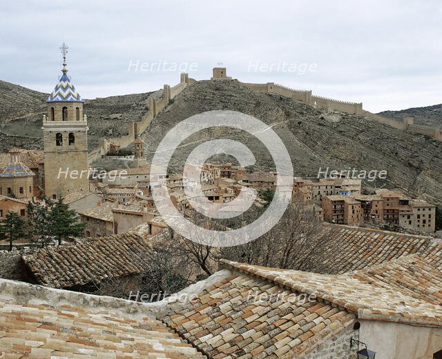 Panoramic view of the medieval village of Albarracin, Aragon, Spain, 2008. Creator: LTL.
