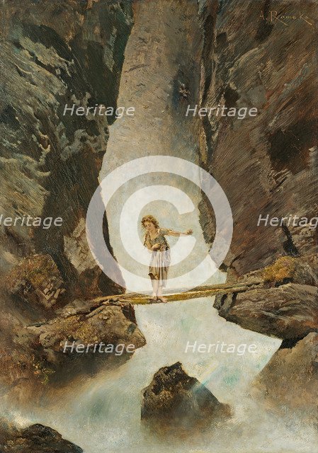 Girl Crossing a Mountain Torrent, 1880-1882.
