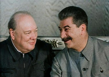 Thumbnail image of Winston Churchill and Joseph Stalin at a Meeting, 1942. Creator: British Pathe Ltd.