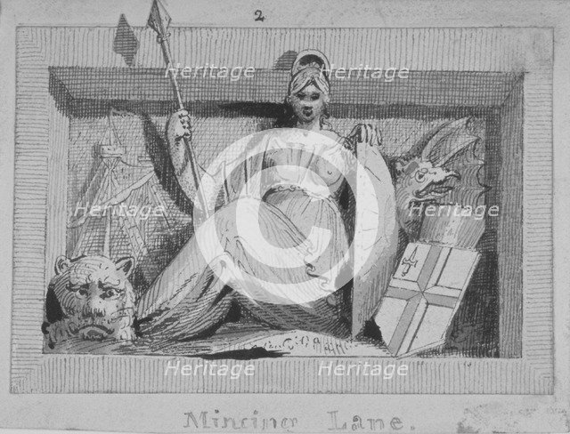Sculptural panel in Mincing Lane, City of London, 1815.        Artist: Anon