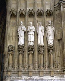 Statues of saints, Cathedral of María Inmaculada of Vitoria, Vitoria-Gasteiz, Spain, 2008.  Creator: LTL.
