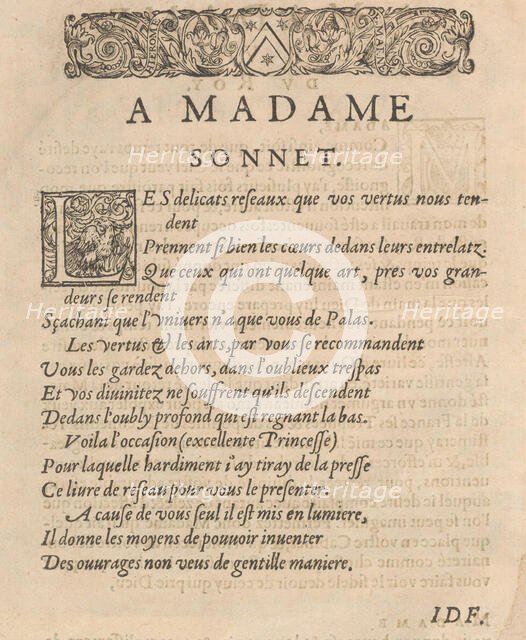 Les Secondes Oeuvres, et Subtiles Inventions De Lingerie du Seigneur Federic de Vinciolo V..., 1603. Creator: Federico de Vinciolo.
