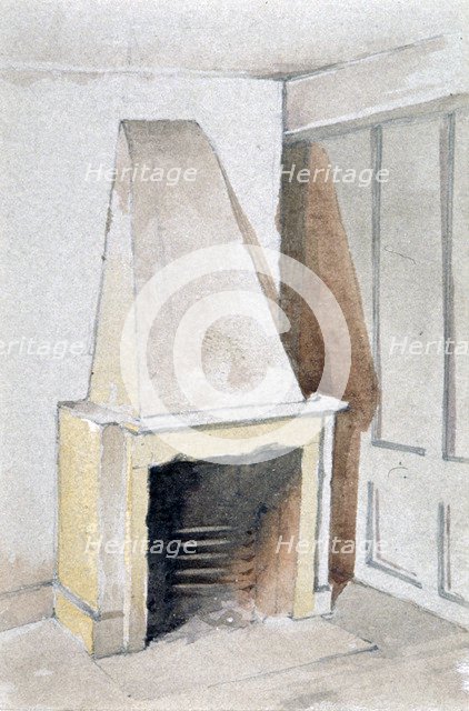 Fireplace in one of the top rooms, no 21 Austin Friars Street, City of London, 1885. Artist: John Crowther