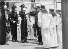 German Squadron Visit To U.S. Rear Adm. - Wardar Arriving On 'Mayflower', 1912. Creator: Harris & Ewing.