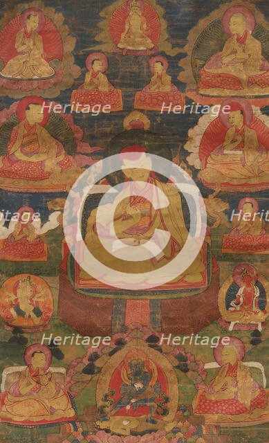 Thangka of Namkha Pelzang (1535-1602) , 18th century. Creator: Tibetan culture.