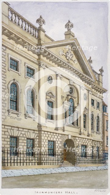 Ironmongers' Hall, Fenchurch Street, City of London, 1820. Artist: Valentine Davis