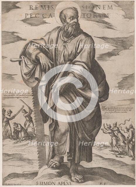 St. Simon, from 'Christ, Mary, and the Apostles', ca. 1590-ca. 1610. Creator: Antonio Tempesta.
