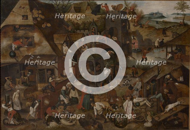 Flemish proverbs, 1607. Creator: Brueghel, Pieter, the Younger (1564-1638).