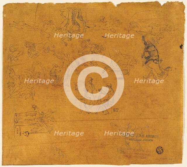 Sheet of Sketches of Mythological Subjects, 1700-1799. Creator: Thomas Stothard.