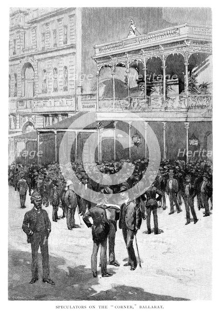 Speculators On The 'Corner', Ballarat, Australia, 1886. Artist: William Thomas Smedley