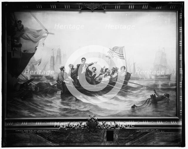 Battle of Lake Erie, by Powell, in the capitol at Washington, c1902. Creator: William Henry Powell.