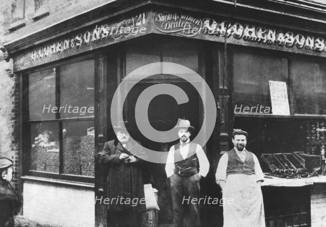 Cohen & Sons, grocers, East End of London, c1890. Artist: Unknown