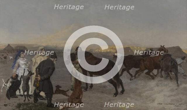 On the Farm, 1875. Creator: Jozef Chelmonski.