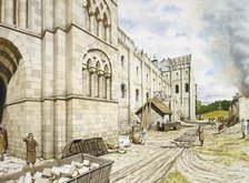 St Augustine's Abbey during construction, c11th century, (c1990-2010). Artist: Peter Urmston.