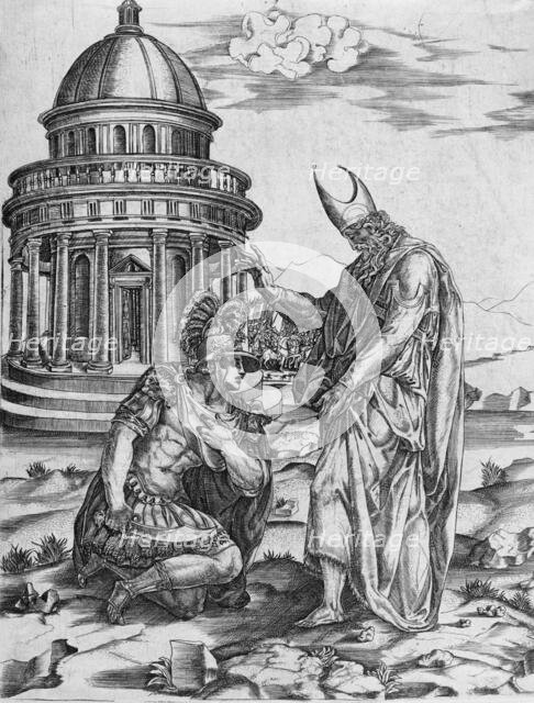 Alexander the Great kneeling before the High Priest of Ammon, between 1530 and 1536. Creator: Francesco Salviati.