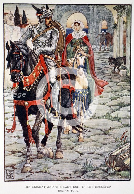 'Sir Geraint and the Lady Enid in the Deserted Roman Town', 1911. Artist: Unknown