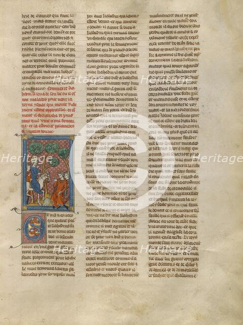 Kahedin and Iseult Meeting Palamedes and Lancelot by a Spring, about 1320-1340. Creator: Unknown.