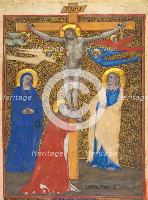 Single Leaf from a Missal: The Crucifixion, c. 1390. Creator: Nicolò da Bologna (Italian, c. 1325-1403), attributed to.