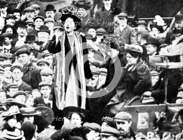 Christabel Pankhurst at Peckham By-Election, March 1908. Creator: Unknown.