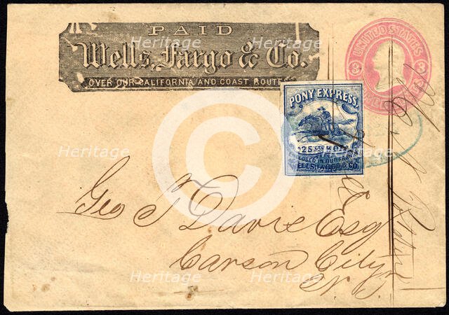 Pony Express to Carson City, NV cover, 1862. Creator: Unknown.