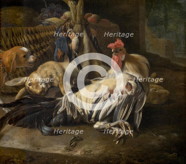Still Life with Cock, c1660-1690. Creator: Melchior d'Hondecoeter.