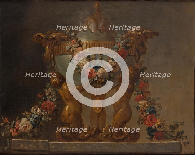 Perfume-burner supported by baby tritons and garlanded with flowers, 18th century. Creator: Unknown.