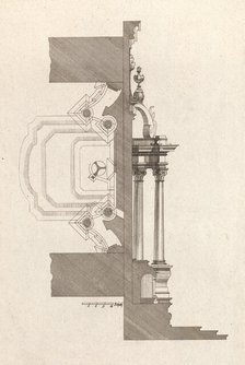 Floorplan and Side View of an Altar, Plate f (2) from 'Unterschiedliche Neu..., Printed ca. 1750-56. Creator: Johann Michael Leüchte.