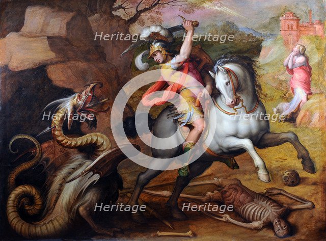 Saint George and the Dragon, c. 1560. Artist: Vasari, Giorgio (1511-1574)