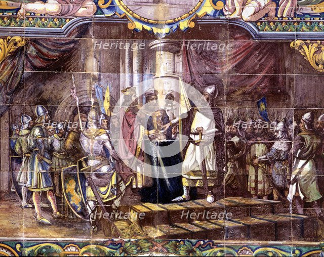 Jura de Santa Gadea' Alfonso VI (1040-1109), king of Castile,  swears before El Cid Campeador.