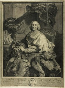 Portrait of Cardinal de Fleury, 1730. Creators: Pierre Drevet, Pierre Imbert Drevet.