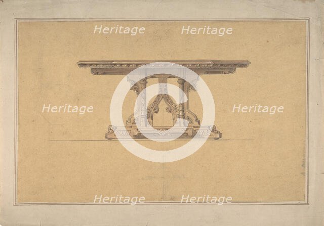 Design for a Gothic Style Table, 19th century. Creator: Anon.