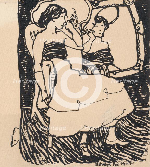 In front of mirror III., 1908. Creator: Konstantín Kövári-Kacmarik.