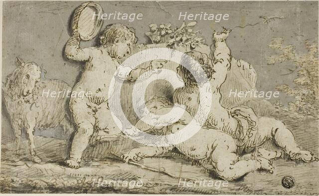 Three Cherubs Playing around a Rock, n.d. Creator: Unknown.