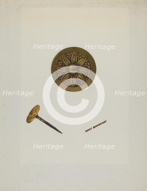 Tie-back, c. 1940. Creator: Chris Makrenos.